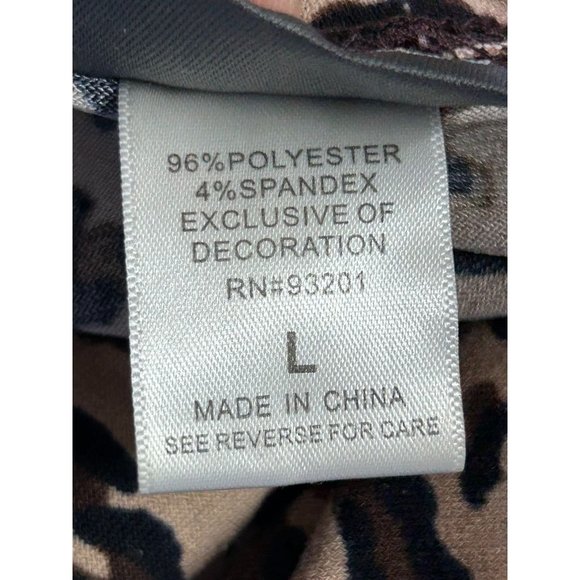 Dots Slit Sleeve Leopard Print Rhinestone Drape Mini Dress in Brown/Black - Sz L - Picture 6 of 7